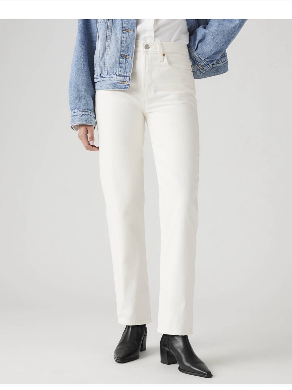 Levi’s Wedgie Straight Ankle Jeans in White - Picture 5 of 10